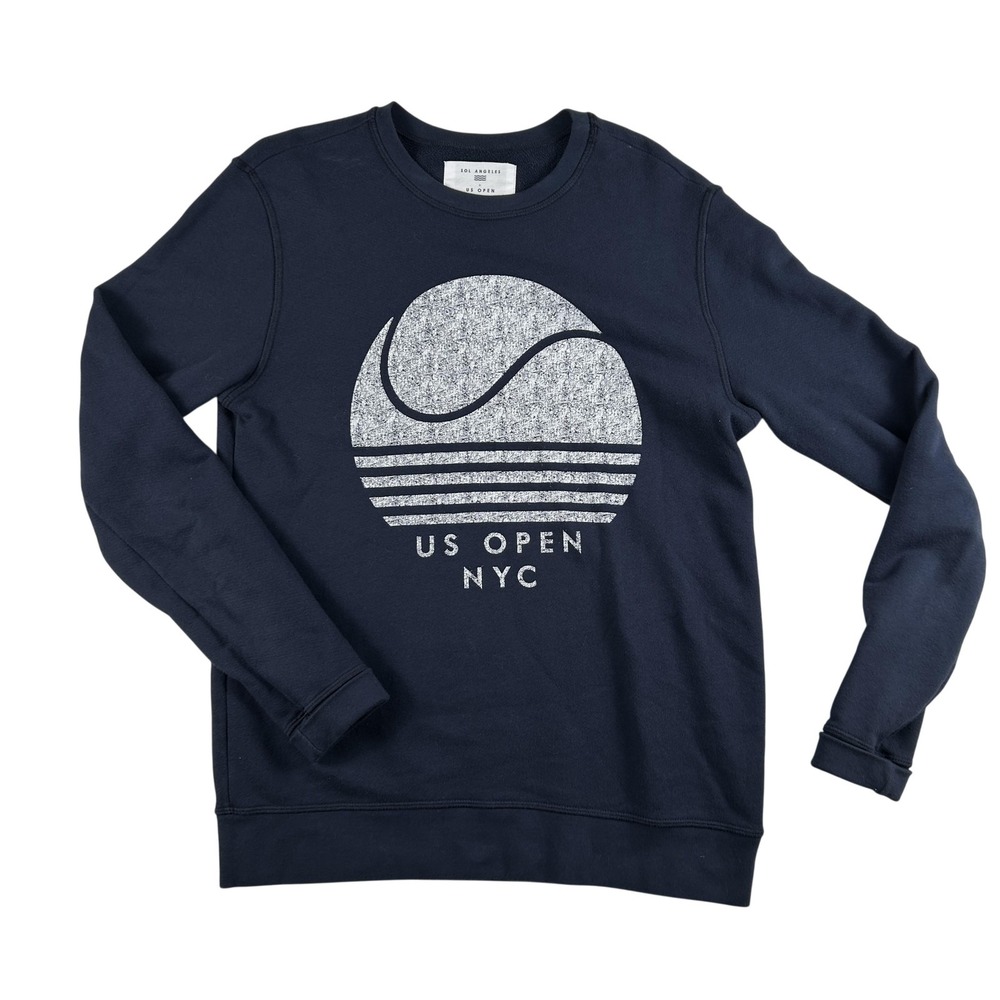 Sol Angeles Sweatshirt Womens Small Navy‎ Blue US Open NYC Tennis Crewneck USA